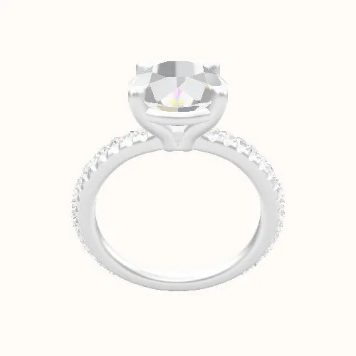 3/4 Pave Engagement Ring With Standard Four Prong Head