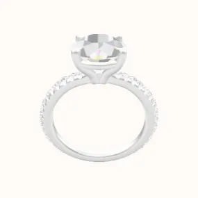 3/4 Pave Engagement Ring With Standard Four Prong Head