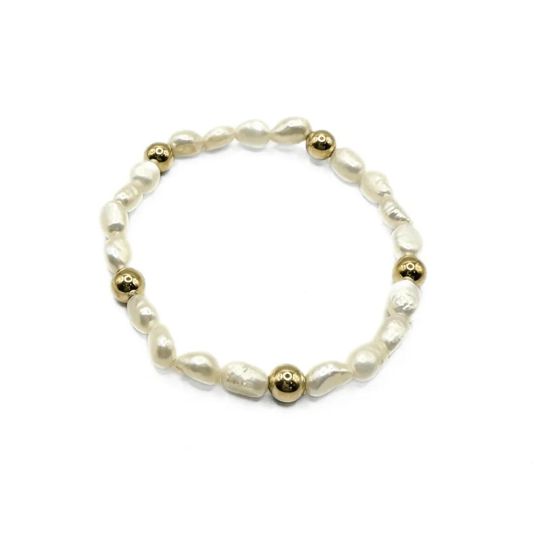 Baroque Pearl Statement Bracelet with 6mm 14k Gold-Filled Beads