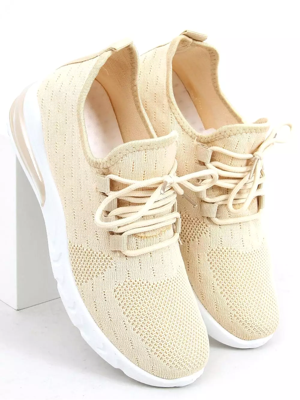 Beige Fabric Sport Shoes