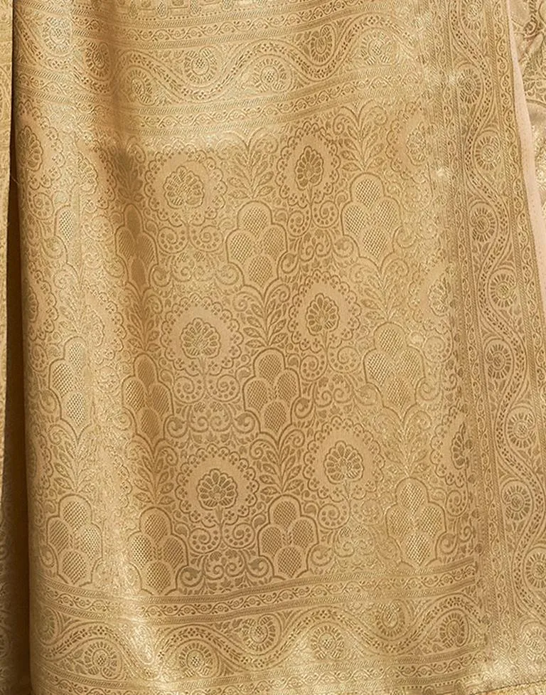 Beige Silk Plain Sarees