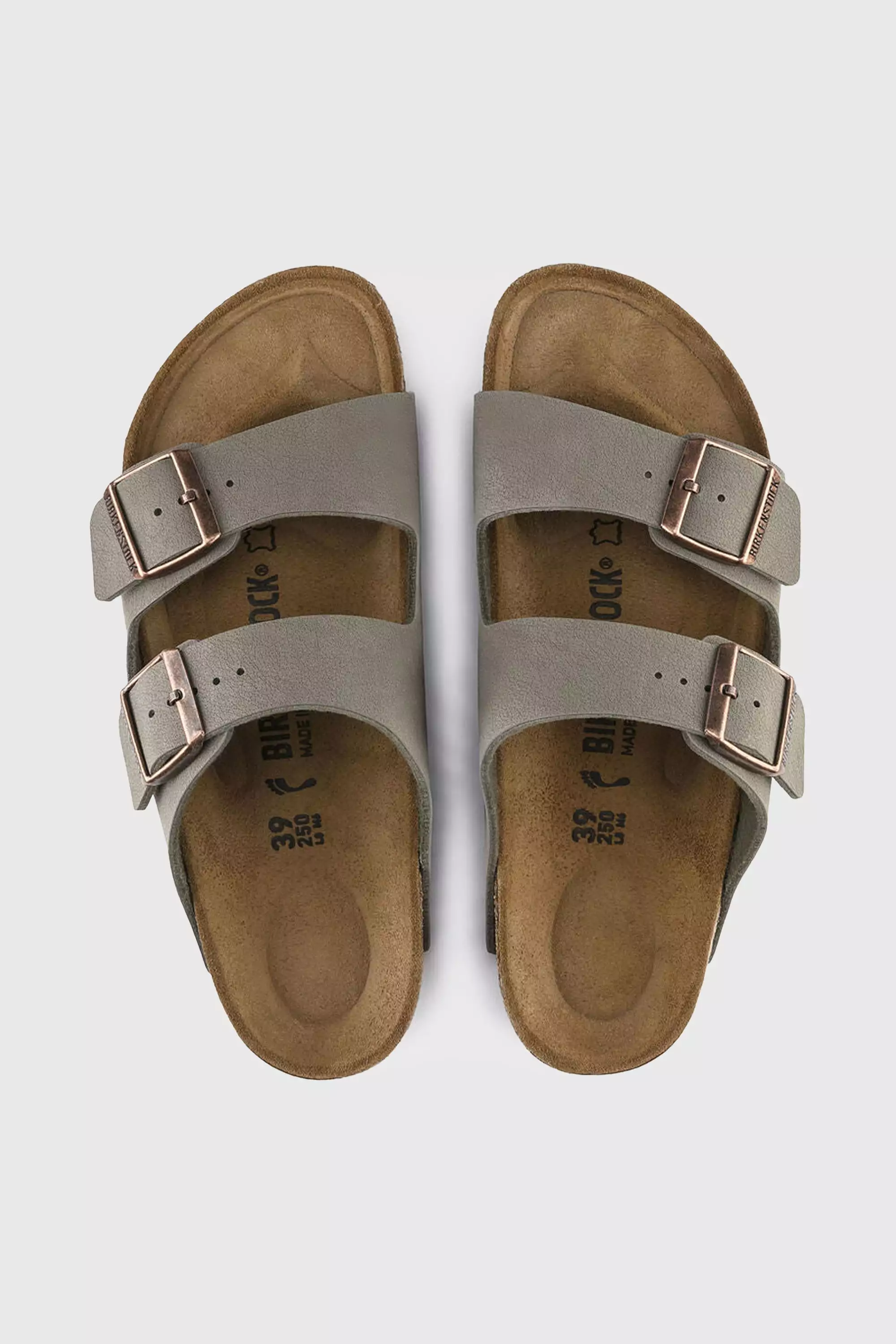 Birkenstock Unisex Arizona Birko Flor Birkibuc in Stone