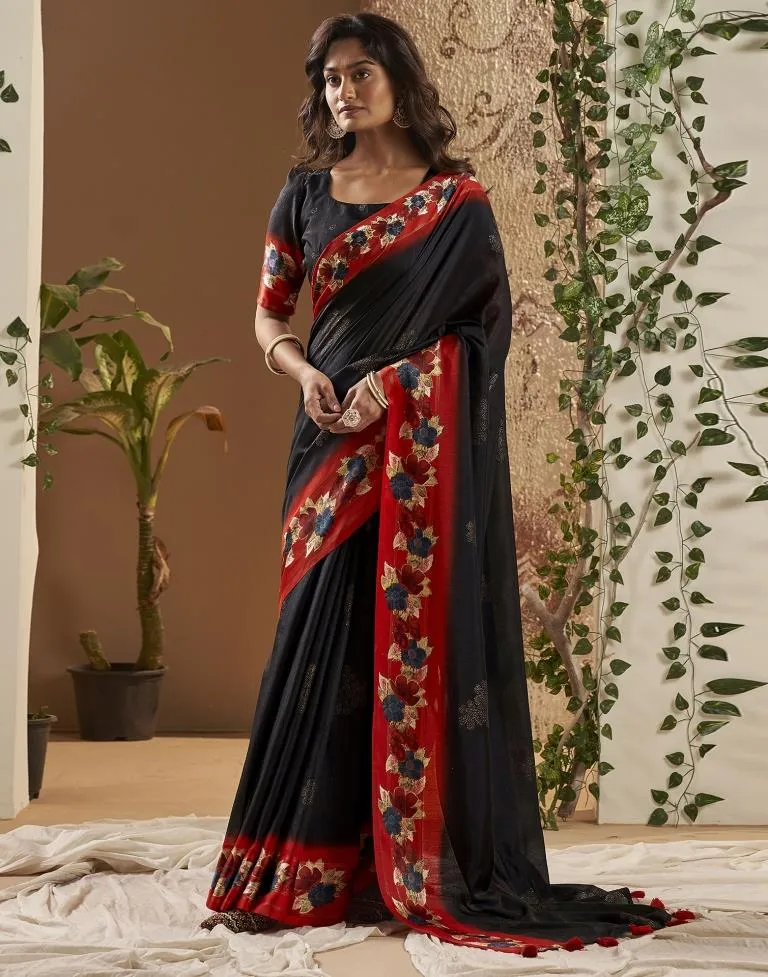 Black Silk Printed Sarees