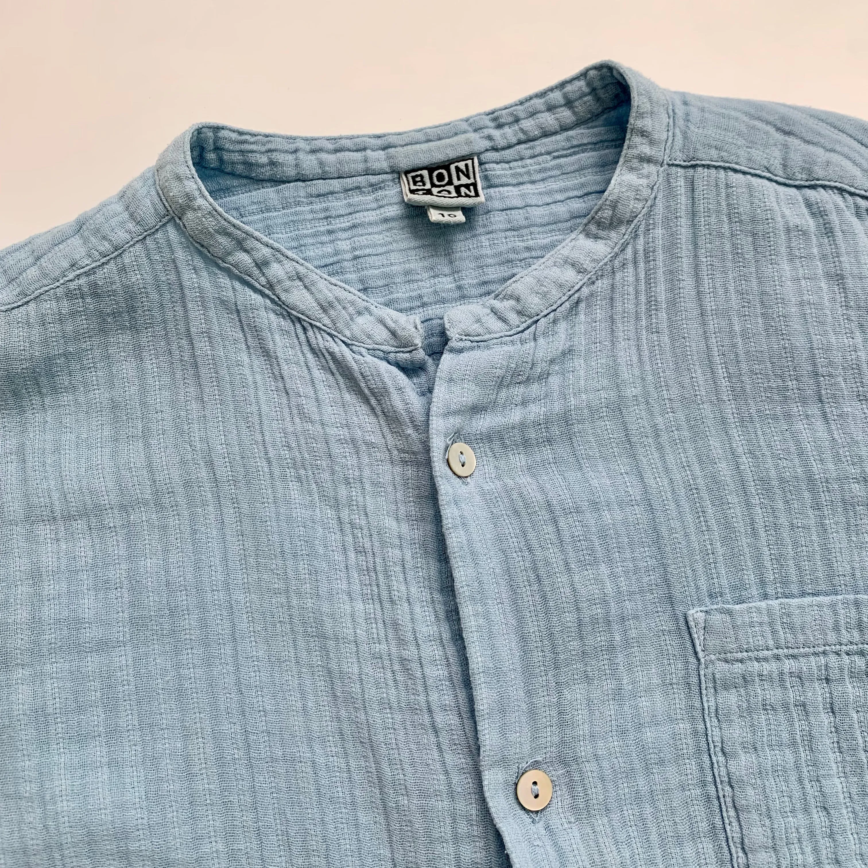 Bonton Blue Cheesecloth Collarless Shirt: 10 Years