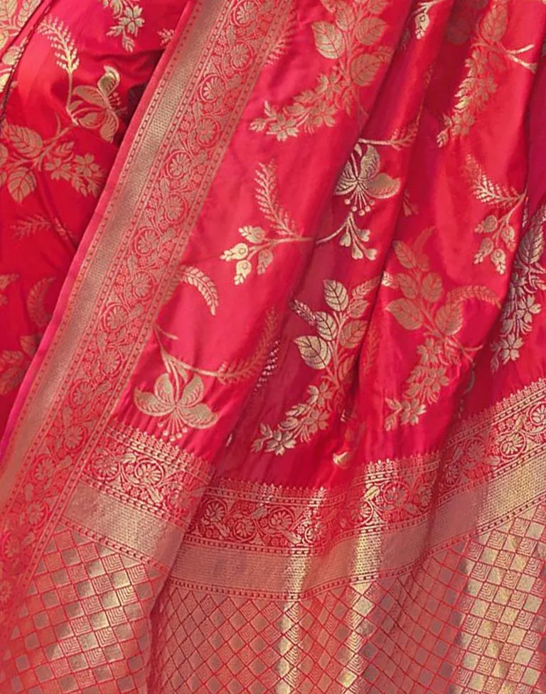 Bright Pink Silk Plain Sarees