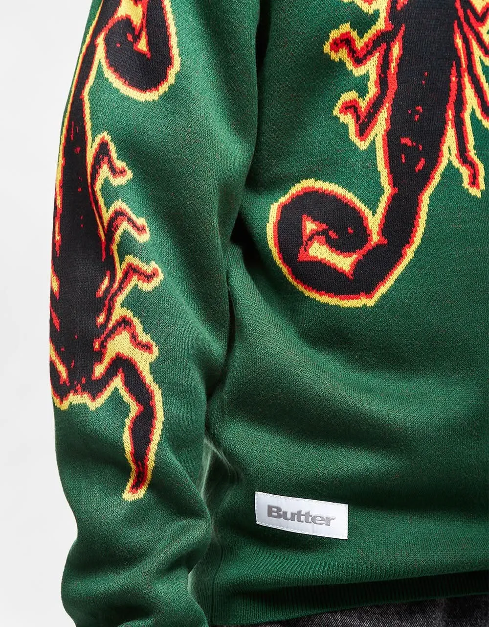 Butter Goods Scorpion Knitted Sweater - Forest Green