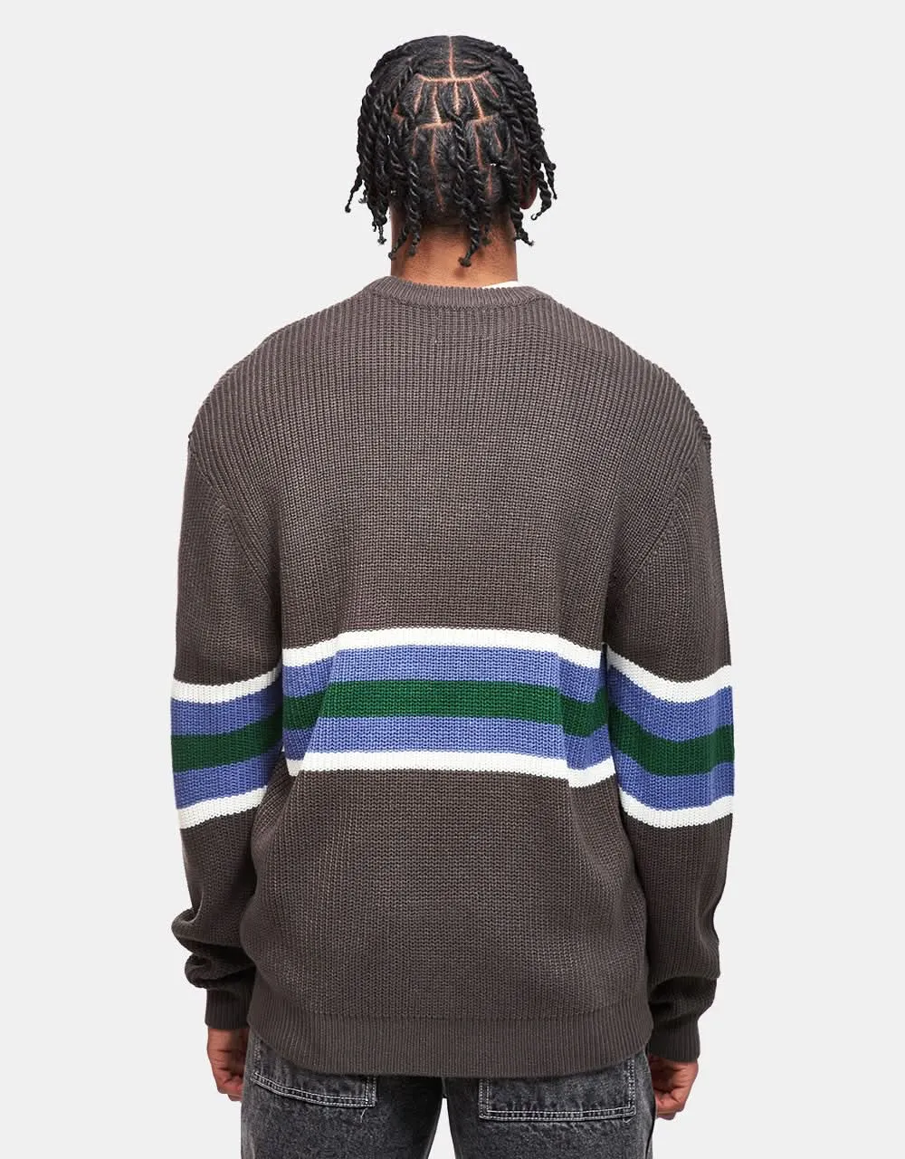 Butter Goods Stripe Knitted Sweater - Charcoal