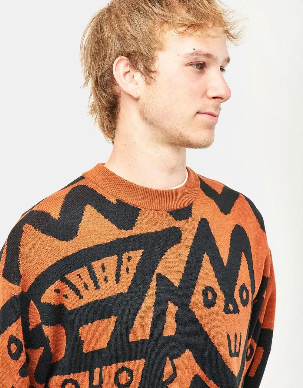 Butter Goods x Blue Note Afro Cuban Knitted Sweater - Rust