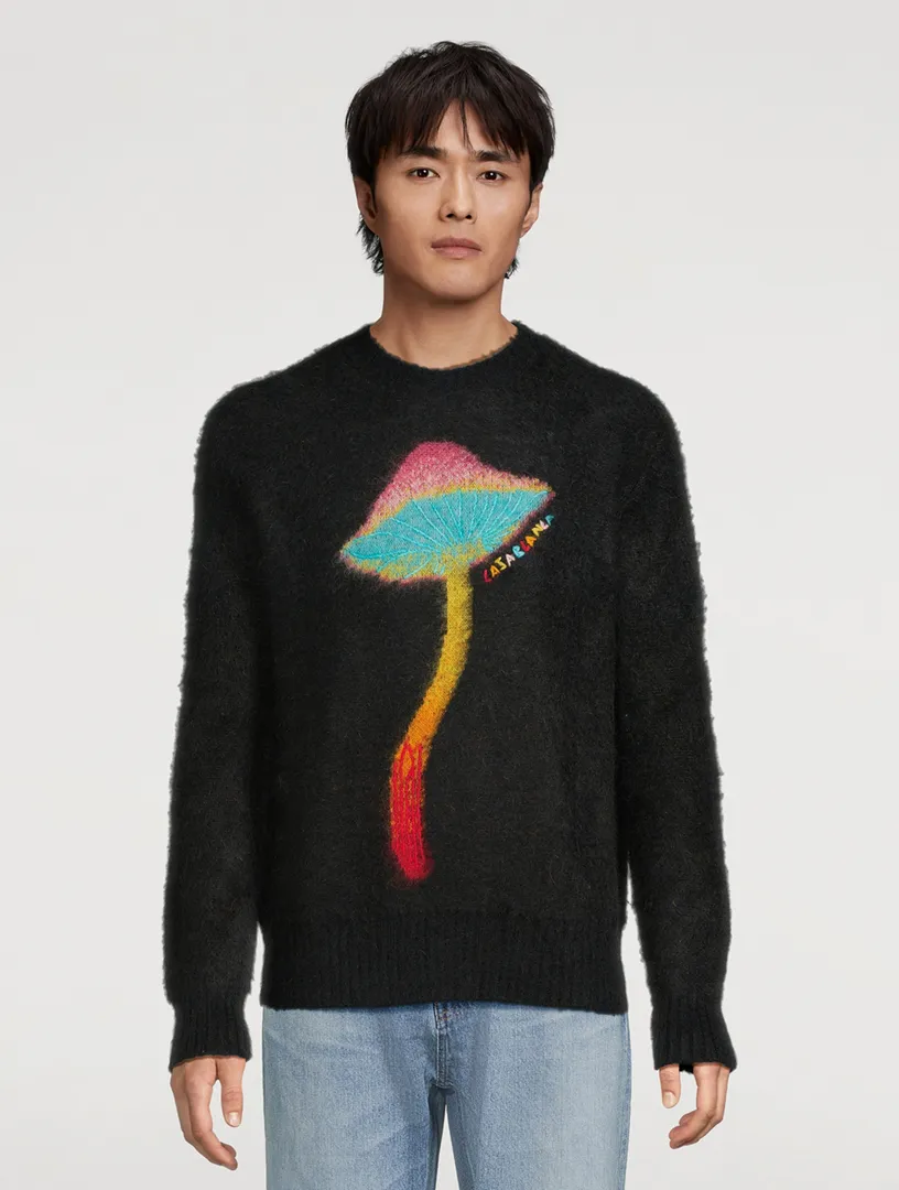 CASABLANCA Rainbow Mushroom Intarsia Sweater