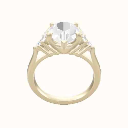 Cathedral Band with Marquise & Round Sidestones Engagement Ring With Four Prong Head