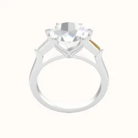 Cathedral Band with Tapered Baguette Sidestones Engagement Ring With Petal Six Prong Head