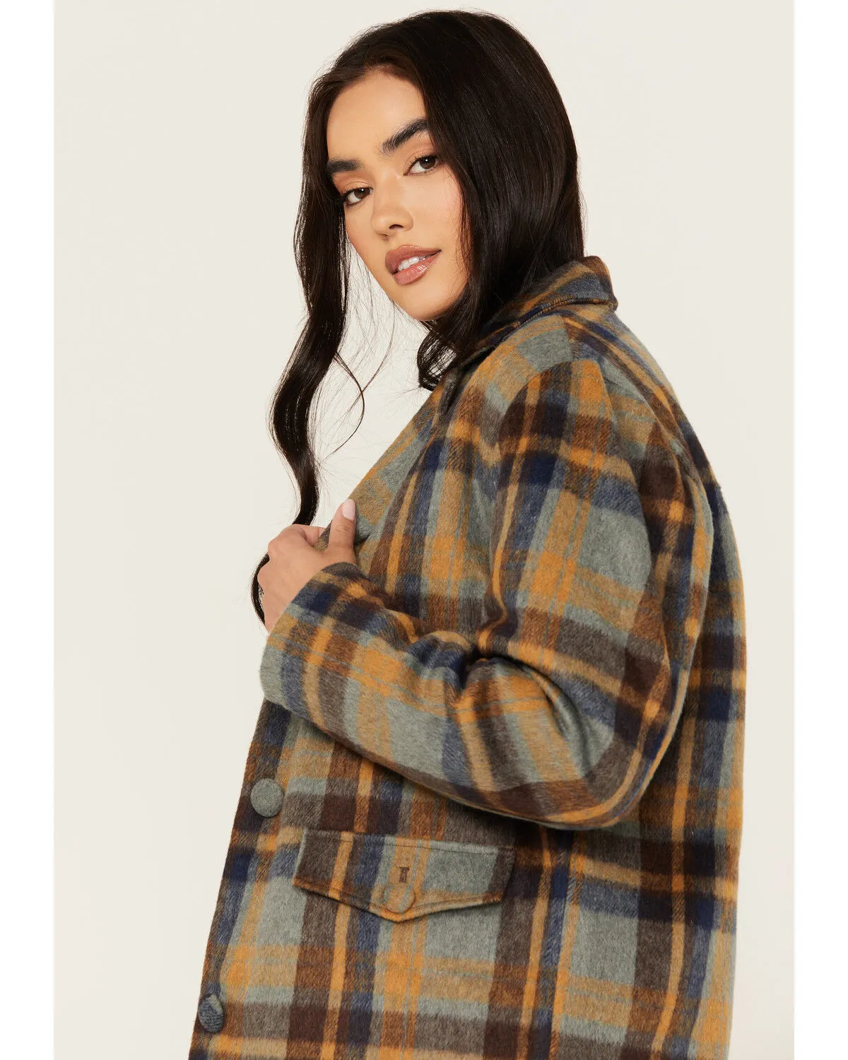 Cleo + Wolf Women's Oversized Plaid Print Peacoat