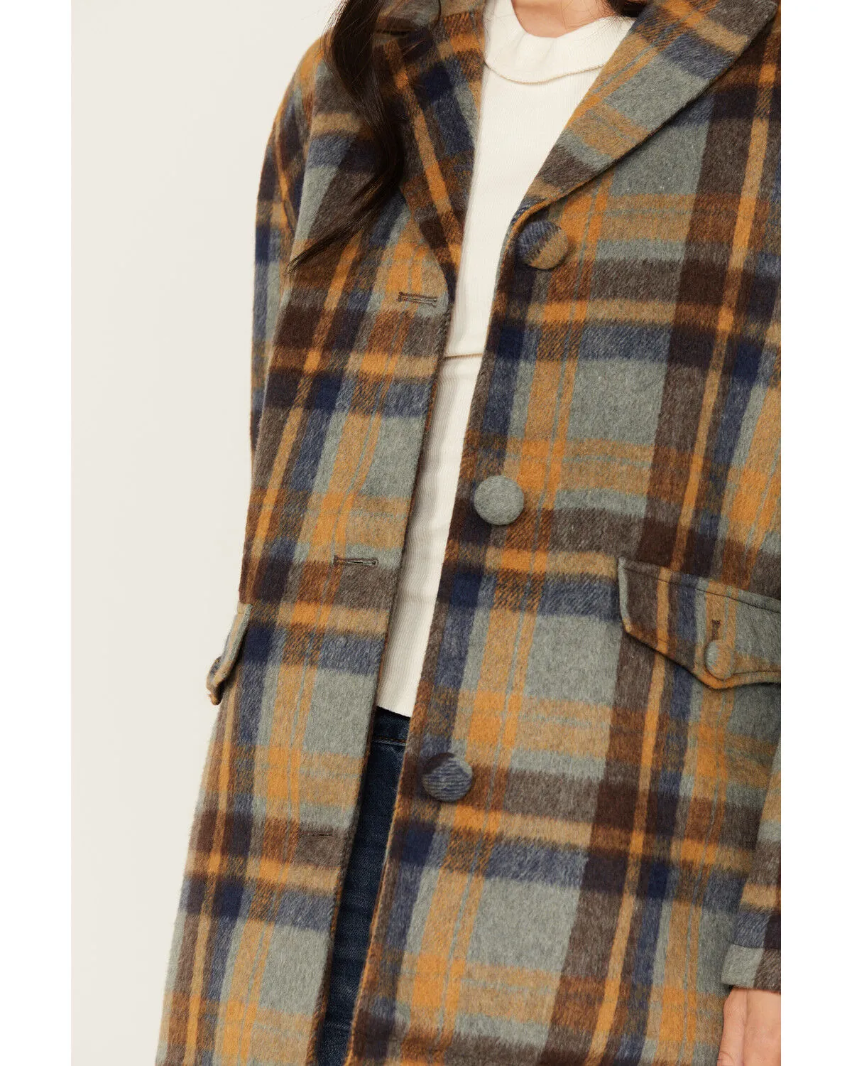 Cleo + Wolf Women's Oversized Plaid Print Peacoat