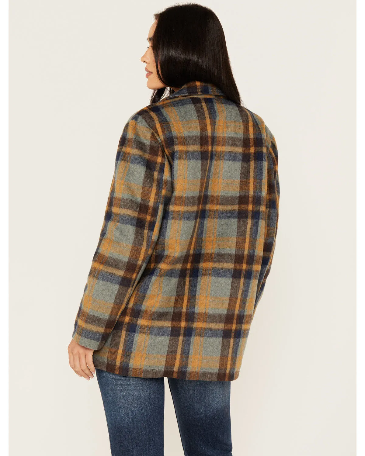 Cleo + Wolf Women's Oversized Plaid Print Peacoat