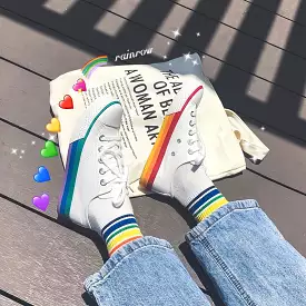 Cute Rainbow Sole Canvas Sneakers AD11935