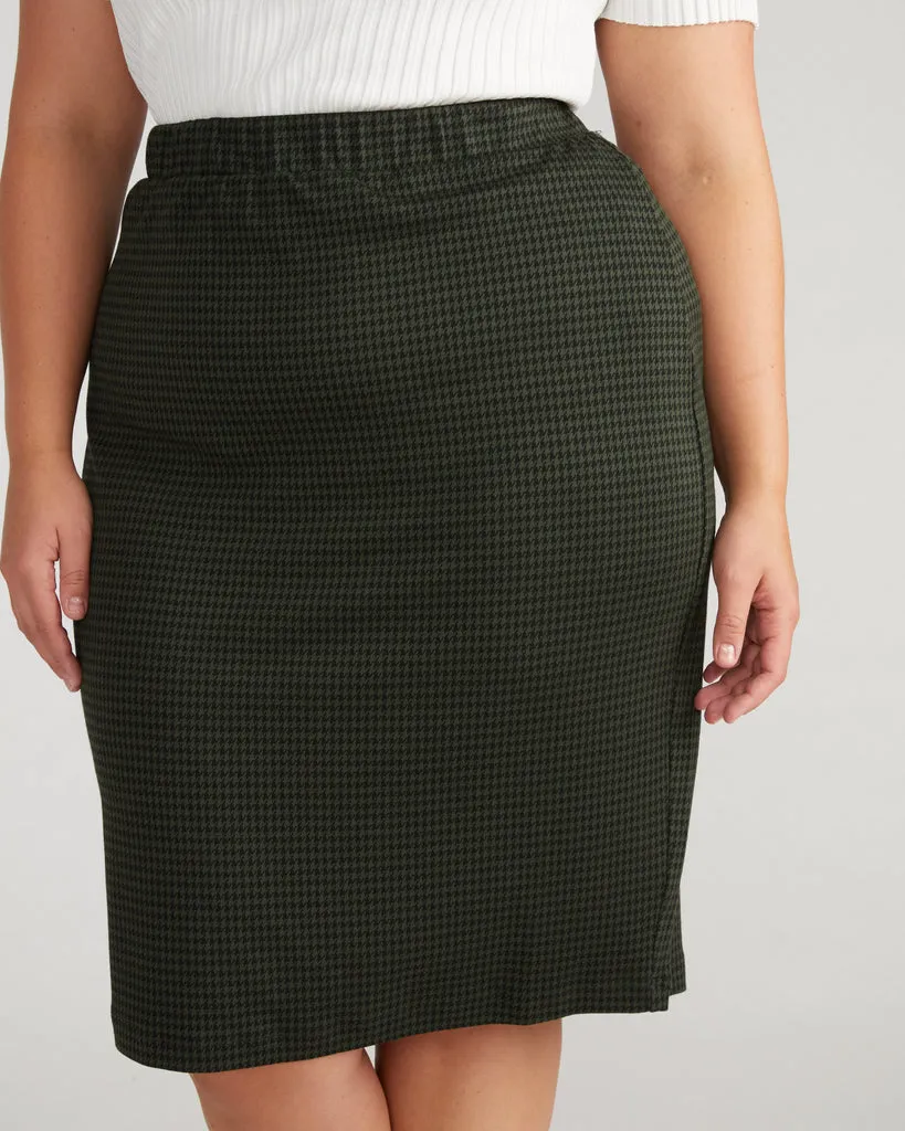 Danube Ponte Skirt - Forest Houndstooth