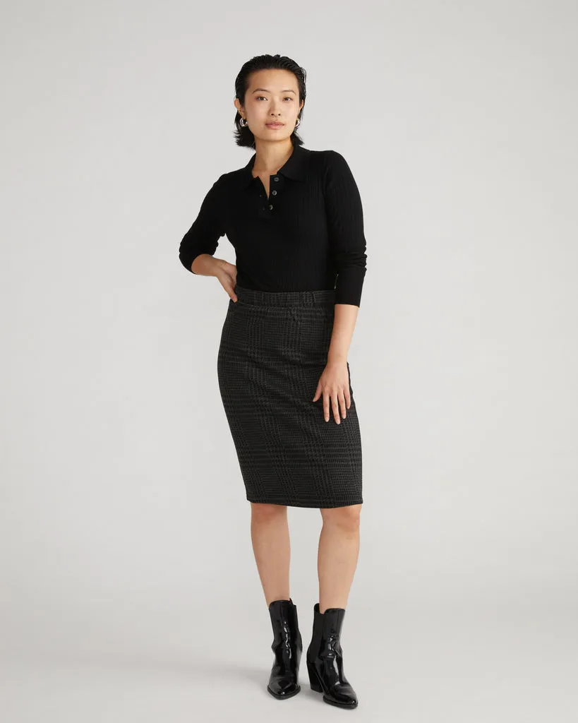 Danube Ponte Skirt - Storm Houndstooth