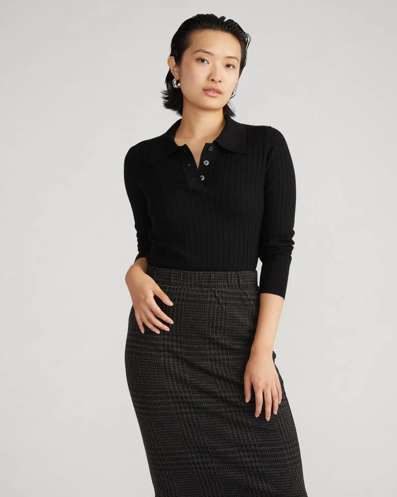 Danube Ponte Skirt - Storm Houndstooth