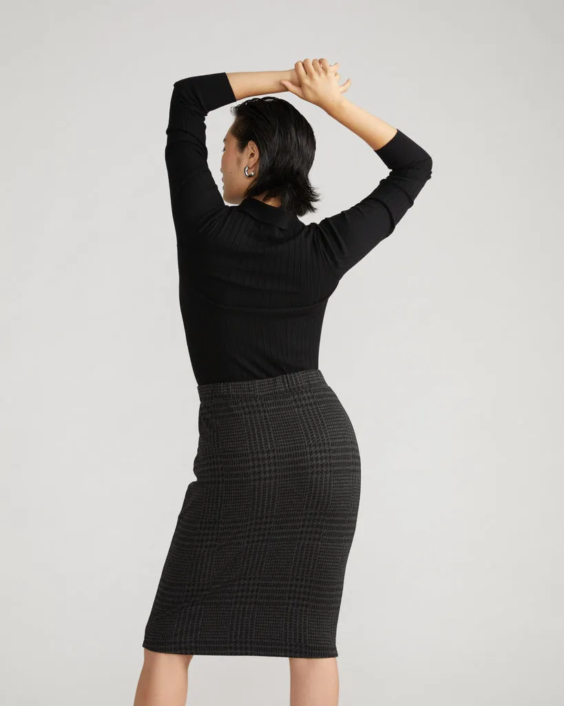 Danube Ponte Skirt - Storm Houndstooth