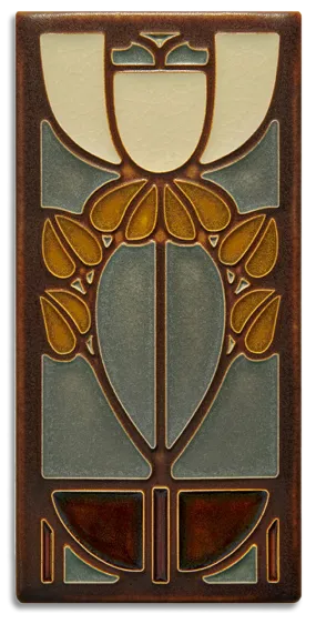 Dard Hunter Bell Flower 4x8 Tile in Stone