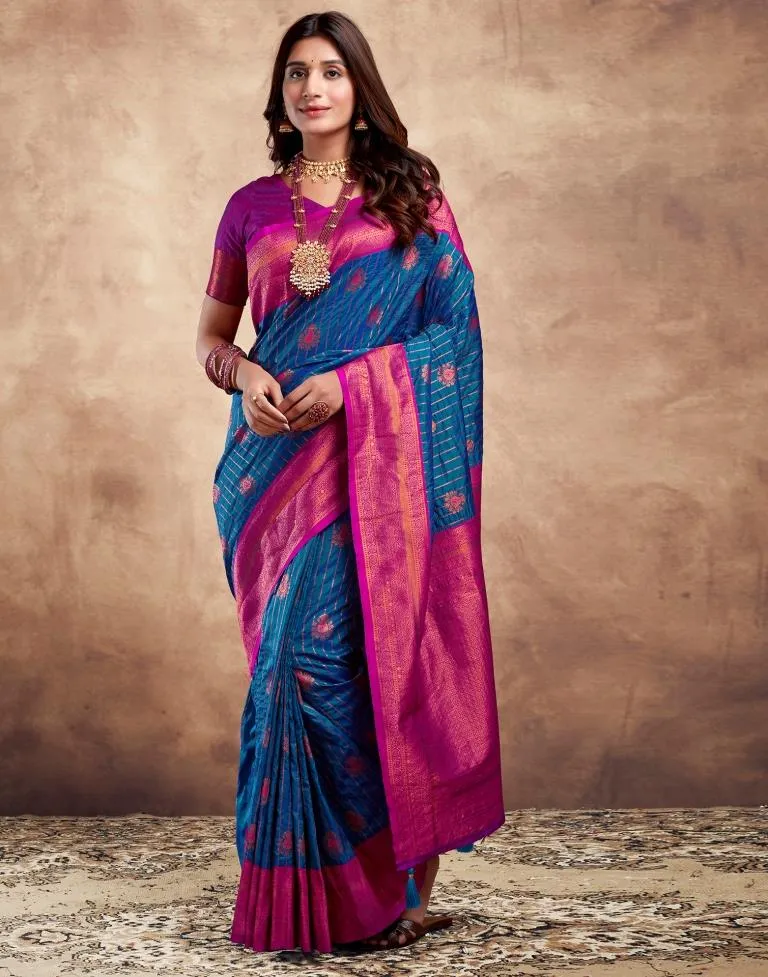 Dark Blue Silk Plain Sarees