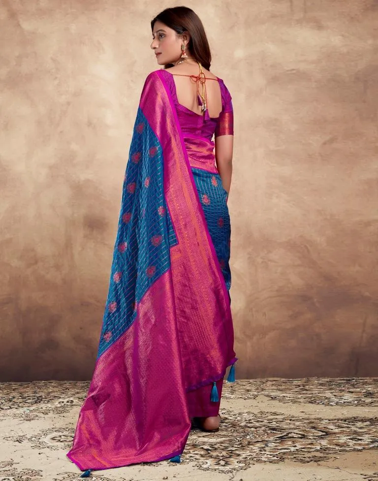 Dark Blue Silk Plain Sarees