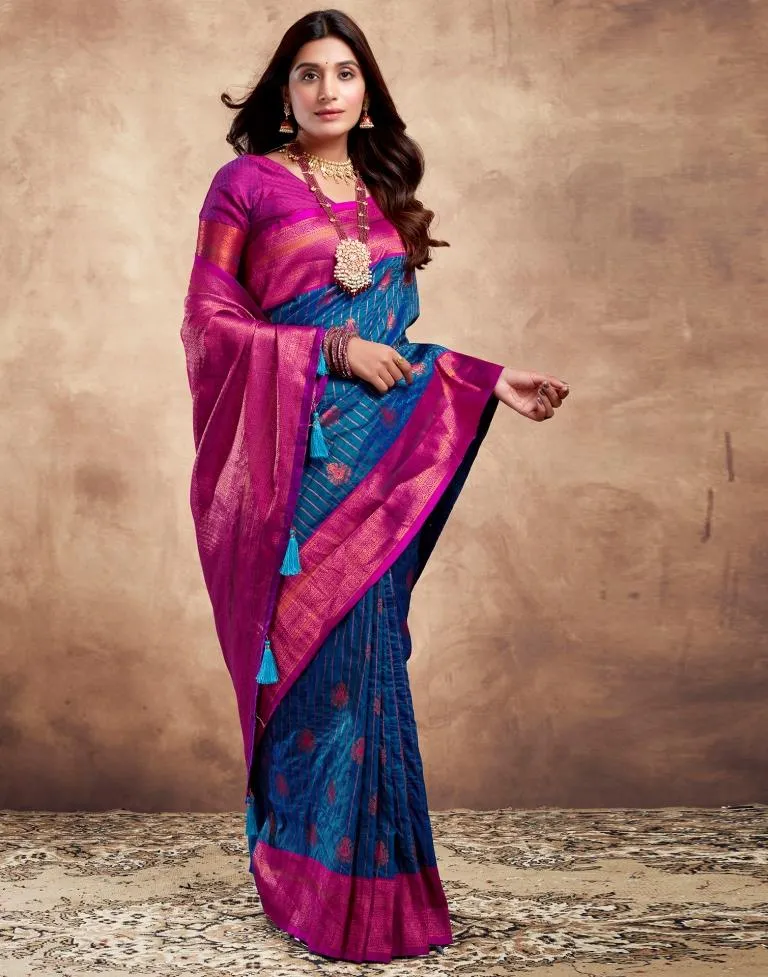 Dark Blue Silk Plain Sarees