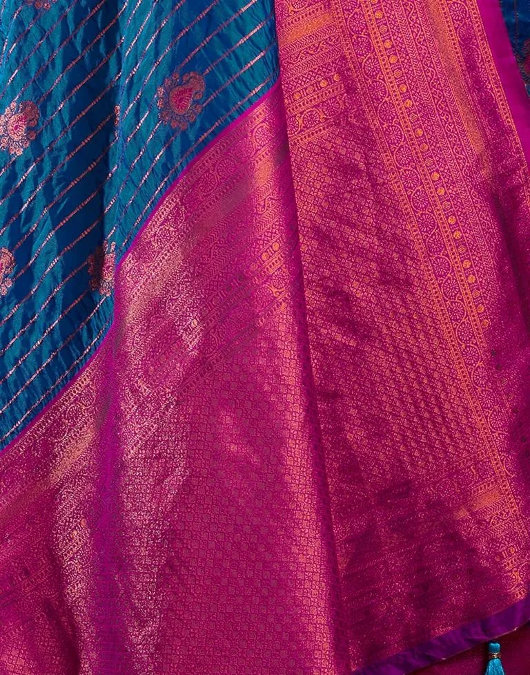 Dark Blue Silk Plain Sarees