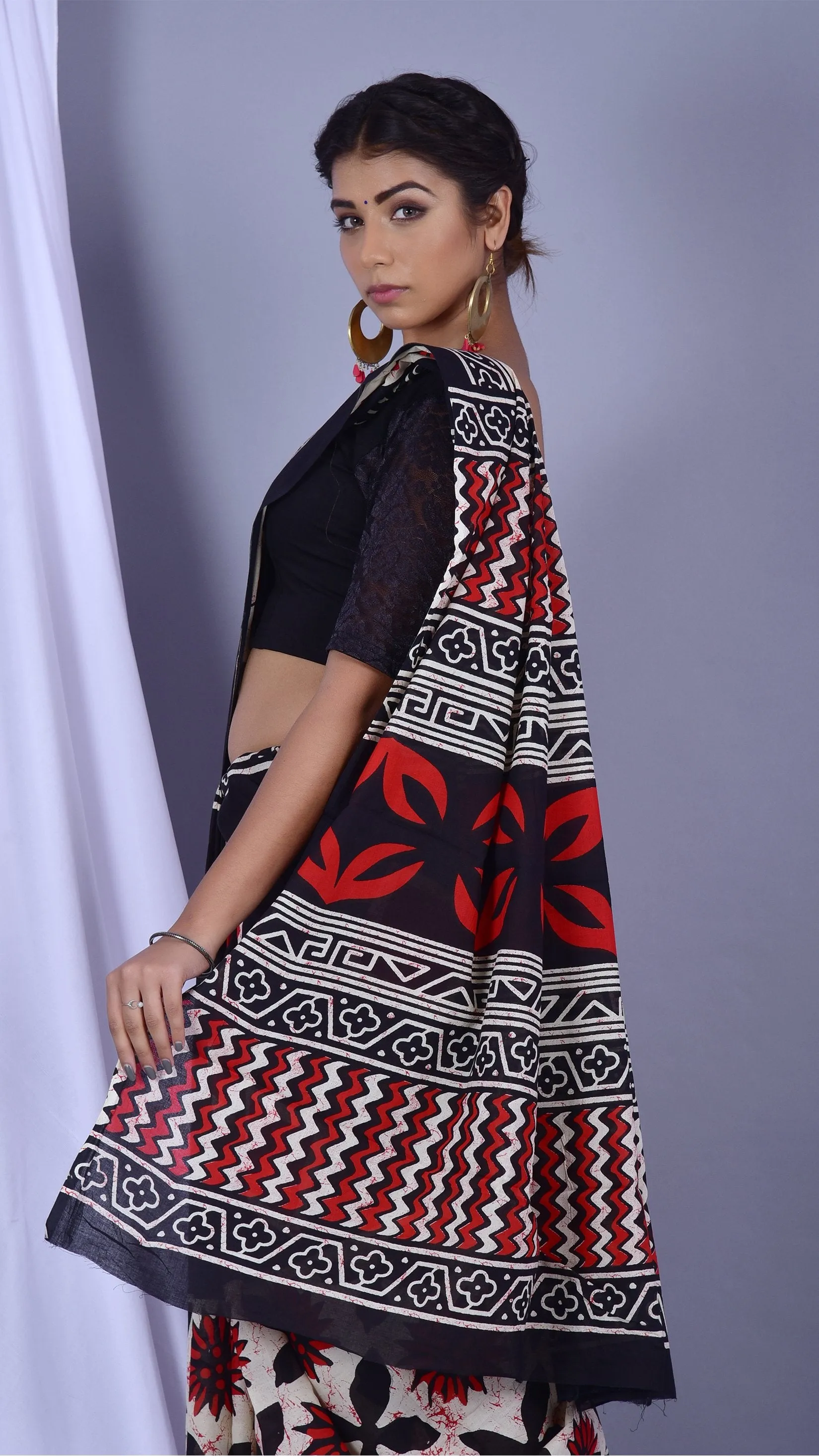 Designer Mulmul Handblock Printed Sarees (RMULSAR10)