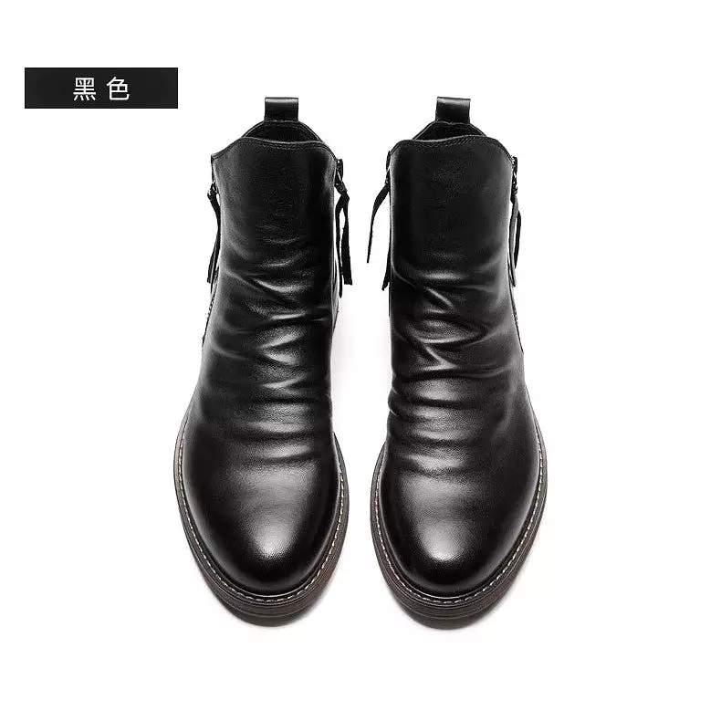 Double side zipper non-slip men's boots