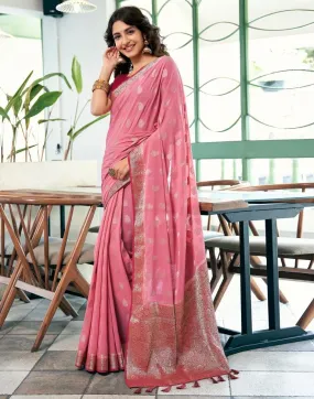 Dusty Pink Georgette Plain Sarees