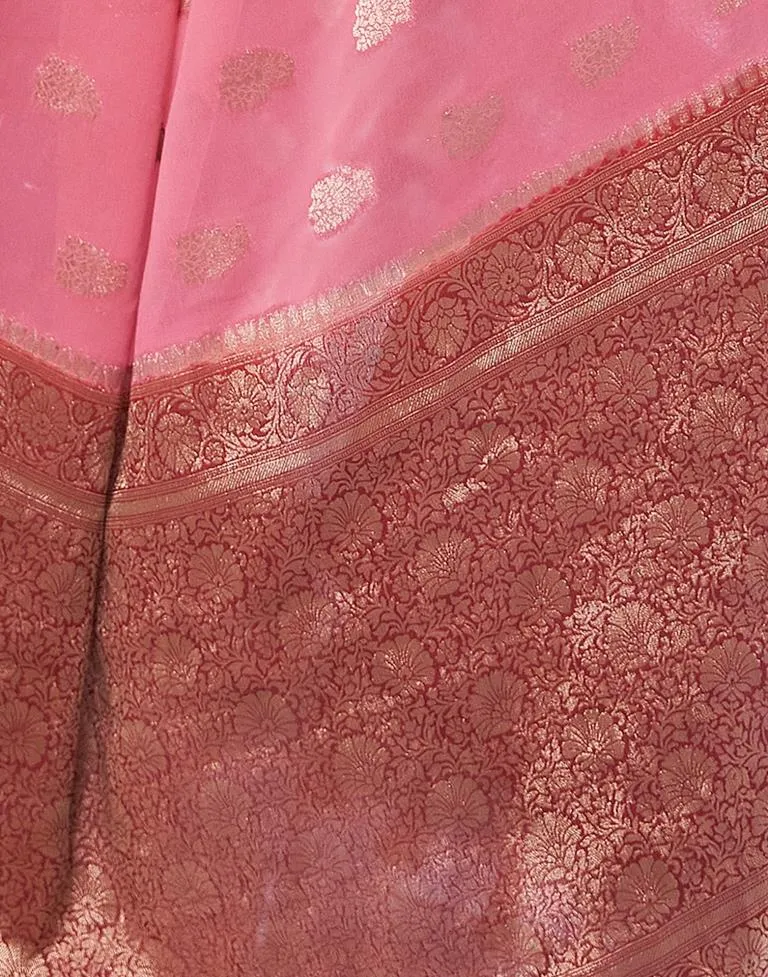 Dusty Pink Georgette Plain Sarees