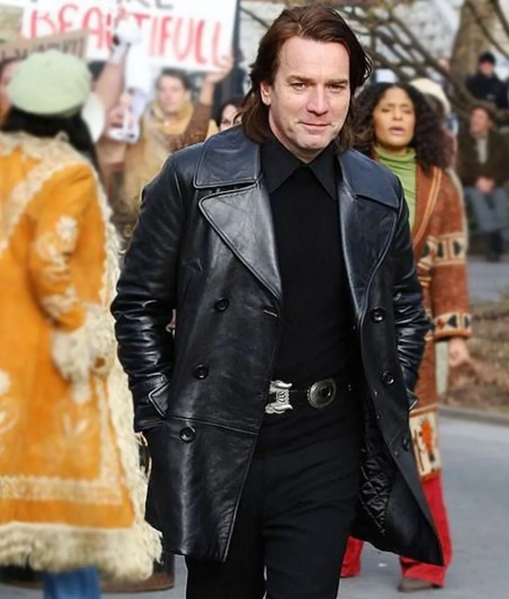 Ewan Mcgregor Halston Black Peacoat