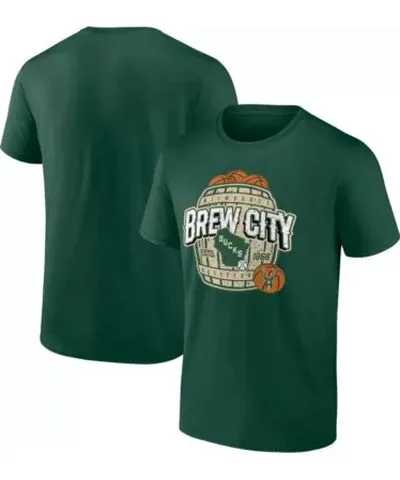 Fanatics Men's NBA Fanatics Hunter Milwaukee Bucks Brew City Hometown Collection T-Shirt