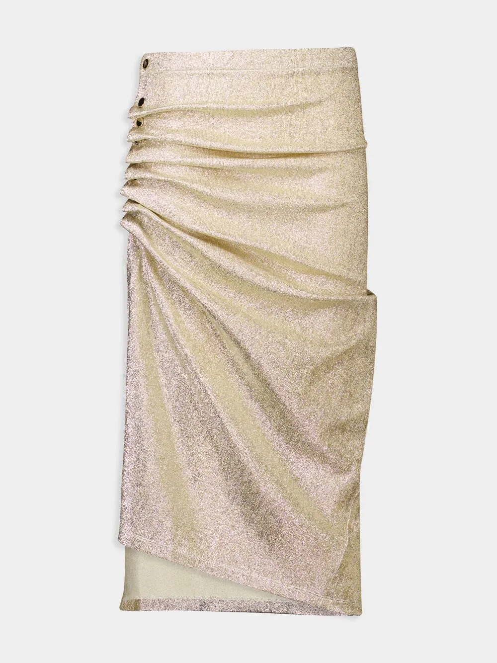 Gold Drapé Pression Slit Skirt