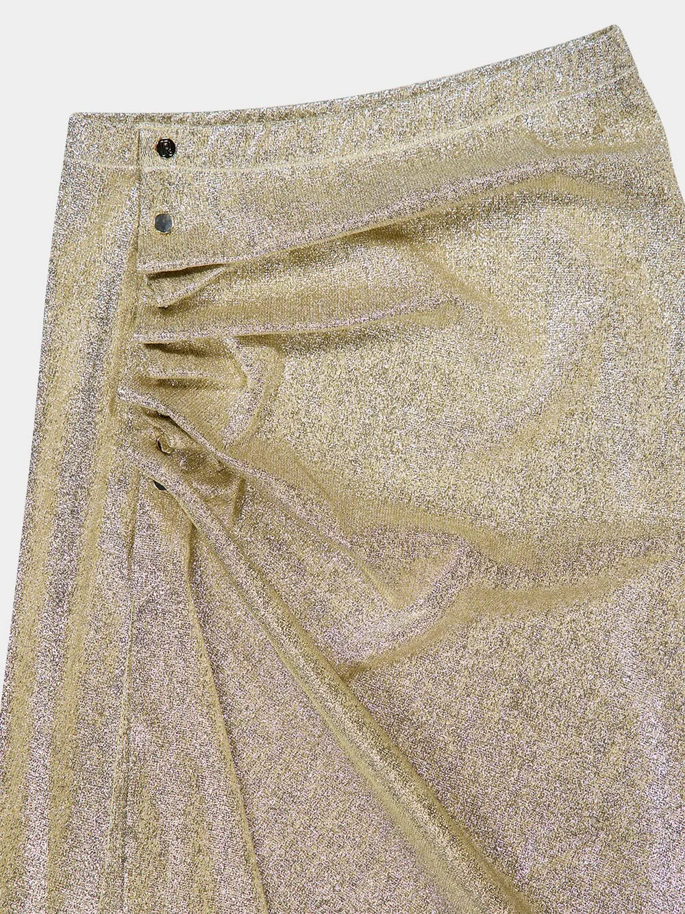 Gold Drapé Pression Slit Skirt