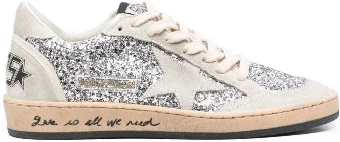 Golden Goose Ball-Star glitter low-top sneakers Neutrals