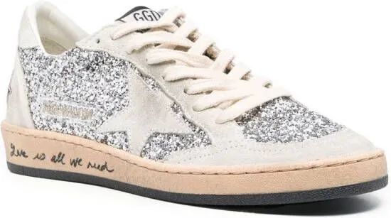 Golden Goose Ball-Star glitter low-top sneakers Neutrals