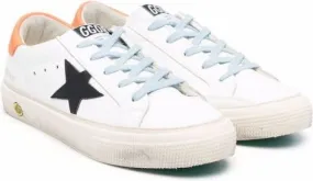 Golden Goose Kids star-patch panelled leather sneakers White