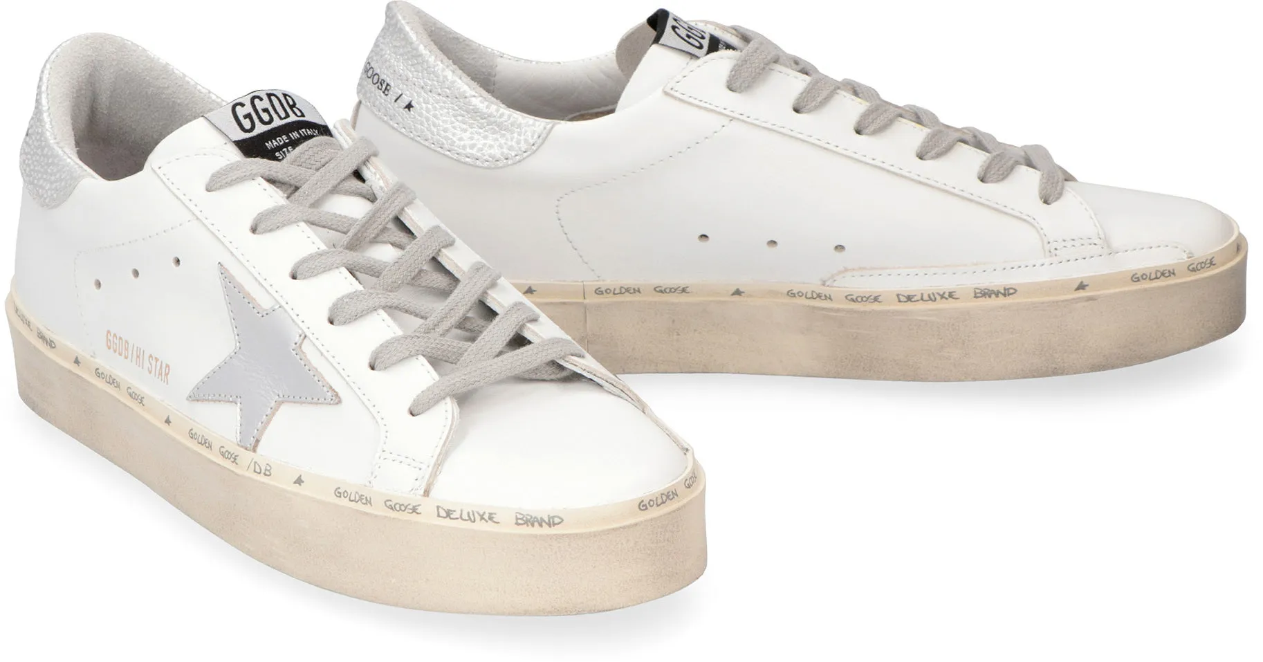 GOLDEN GOOSE Luxurious White Leather High-top Sneakers for Women