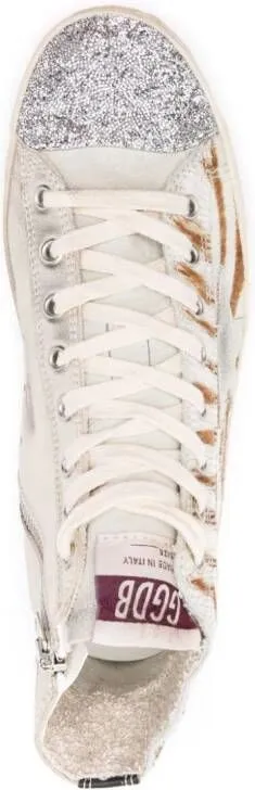 Golden Goose Mid Star zebra-print sneakers Neutrals