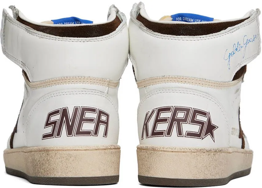 Golden Goose White & Brown Sky-Star Sneakers