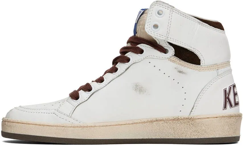 Golden Goose White & Brown Sky-Star Sneakers