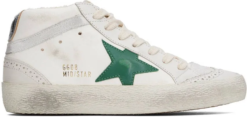 Golden Goose White & Gray Mid Star Sneakers