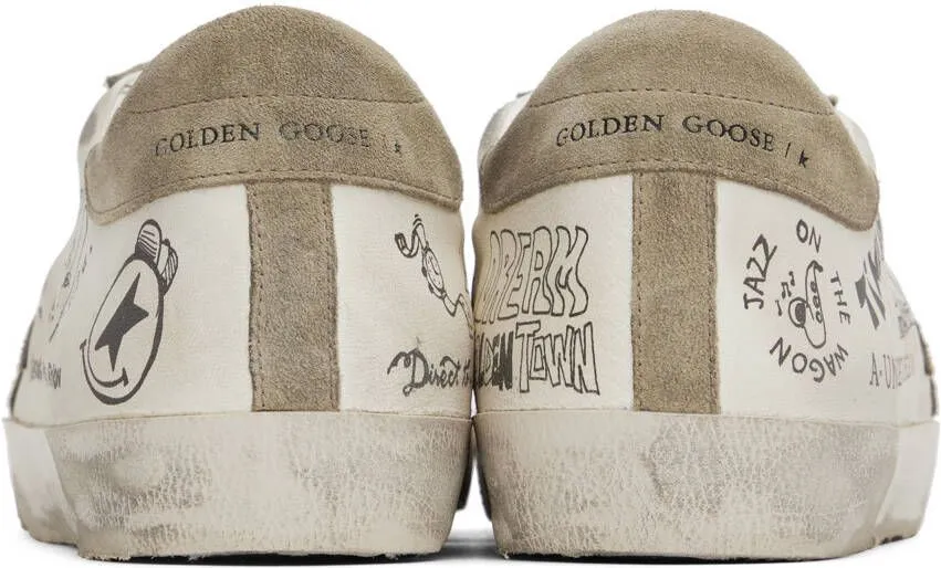 Golden Goose White & Taupe Super-Star Sneakers