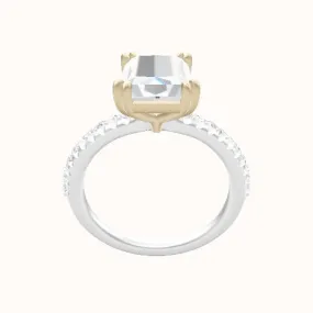 Half Pave Engagement Ring With Double Prongs Head