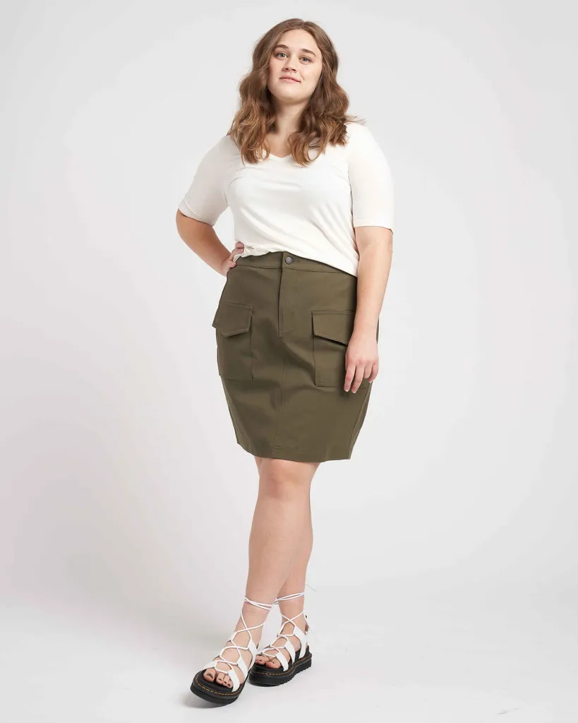 Harper Stretch Cotton Twill Cargo Skirt - Ivy