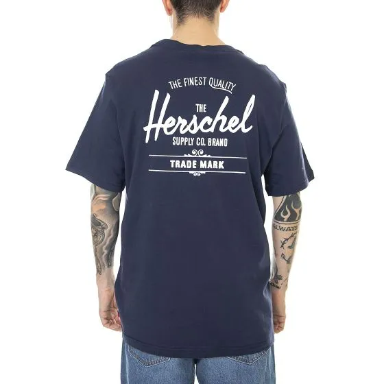 Herschel Mens Classic Logo Peacoat Crew-Neck T-Shirt