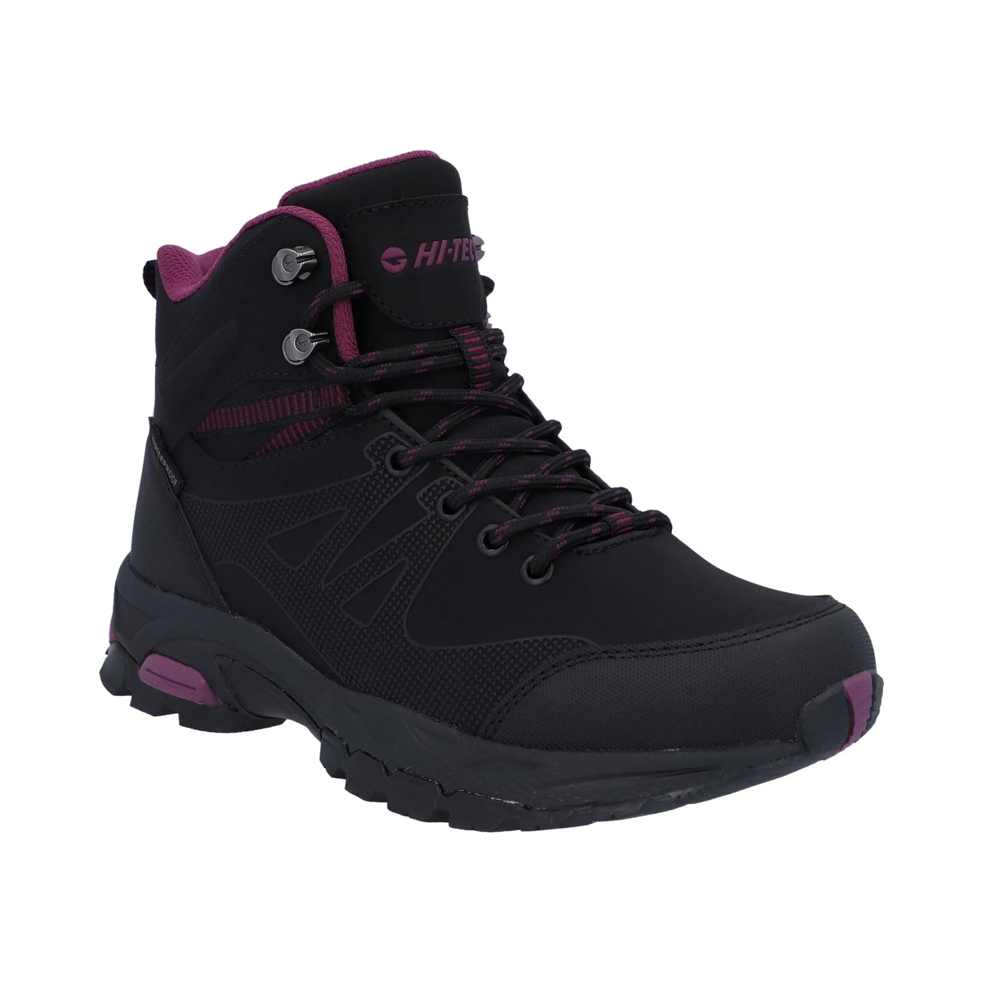 Hi-Tec Jackdaw Mid Womens Waterproof Boots - Black/Burgundy