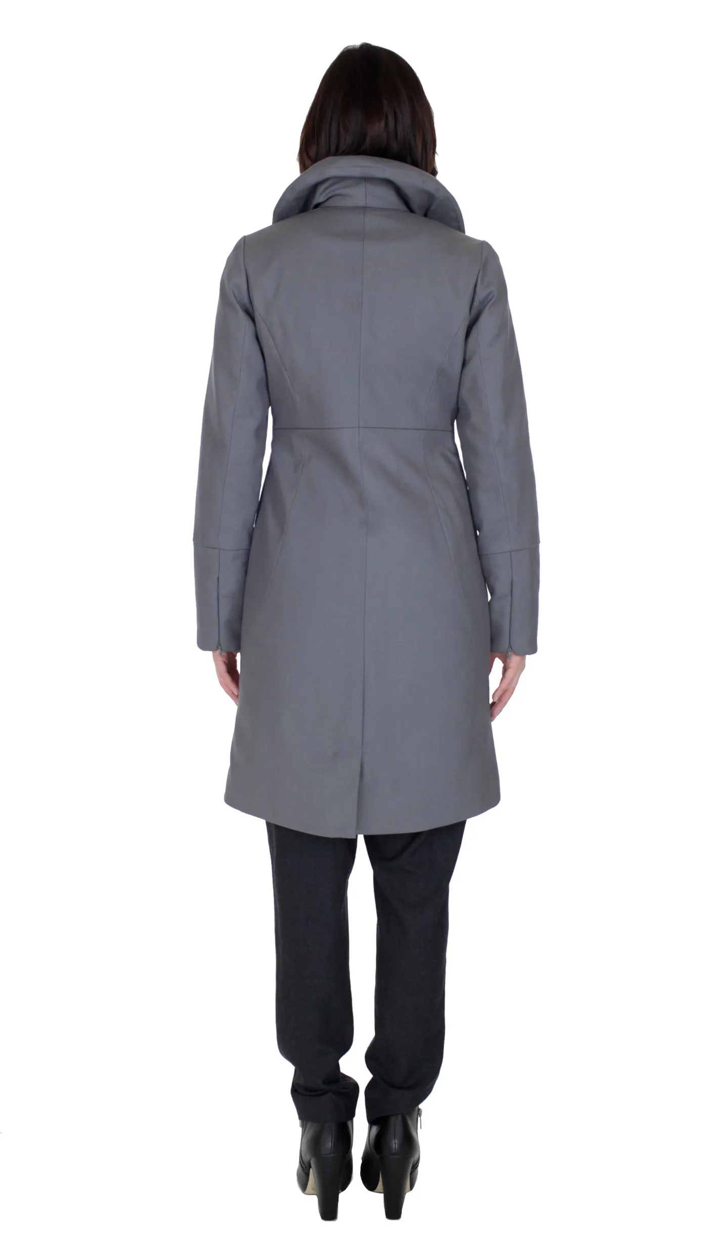 High Collar thinsulated zip coat: Grey Nylon